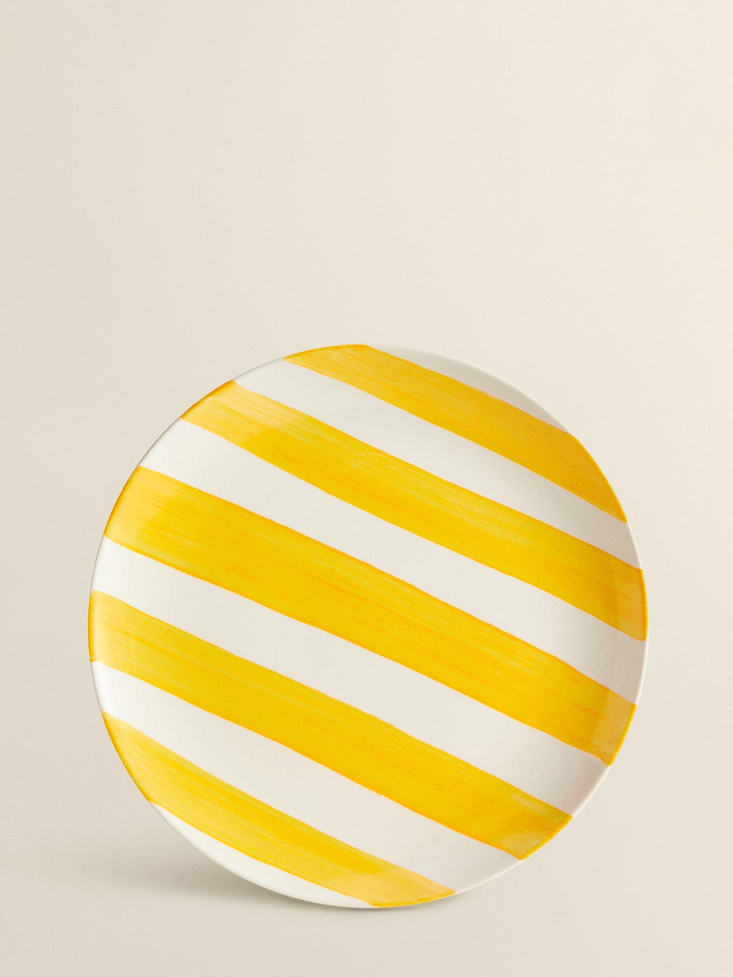 Stripes dessert plate, bold yellow