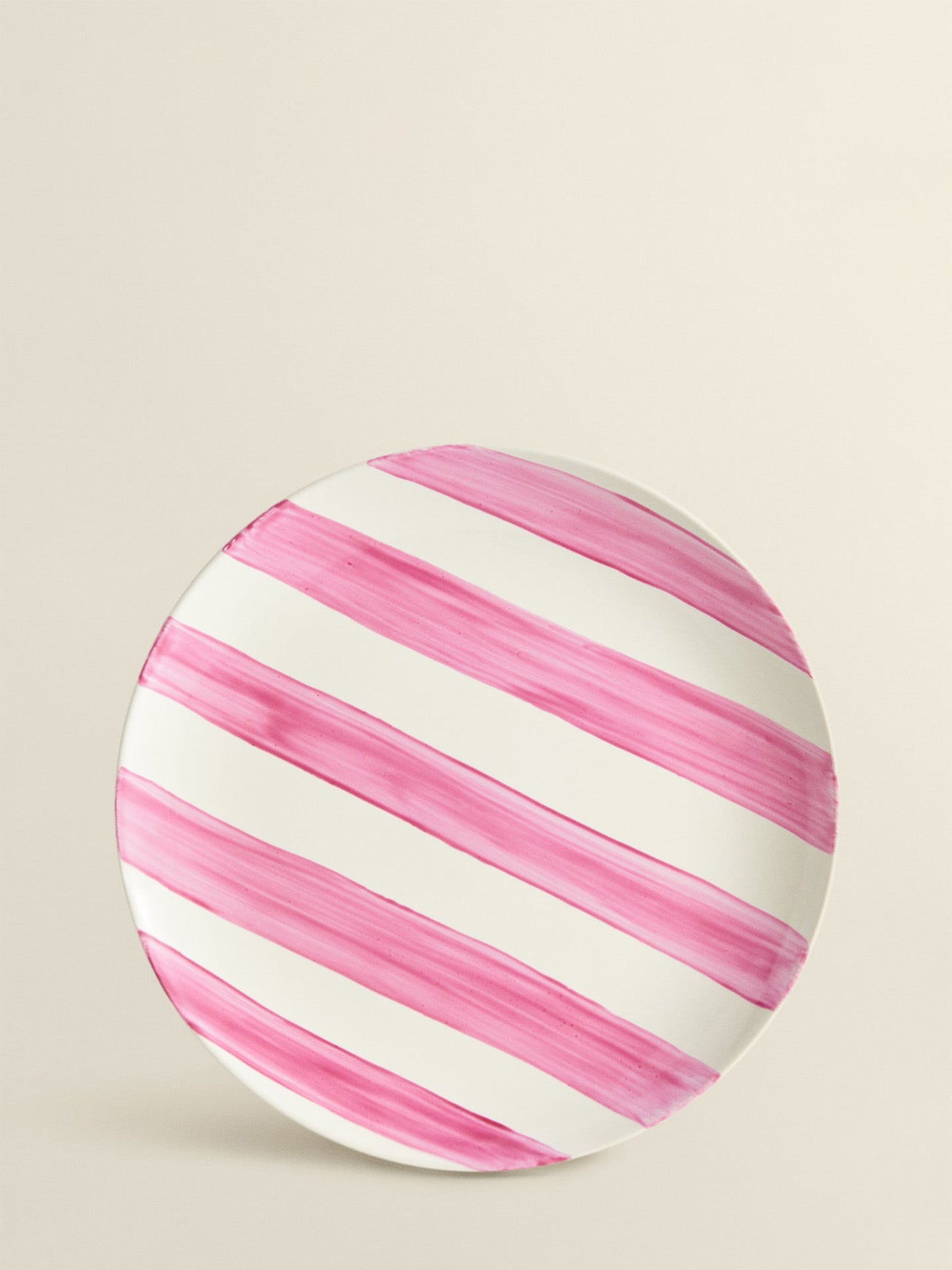 Stripes dessert plate, bold pink