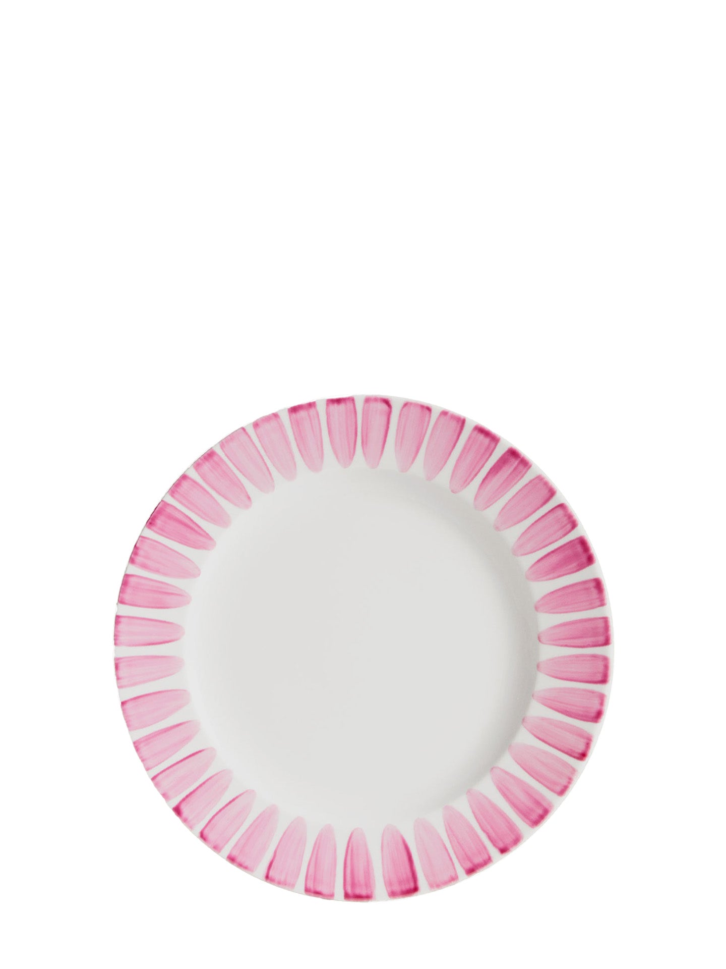 Pink dinner plate with handpainted border