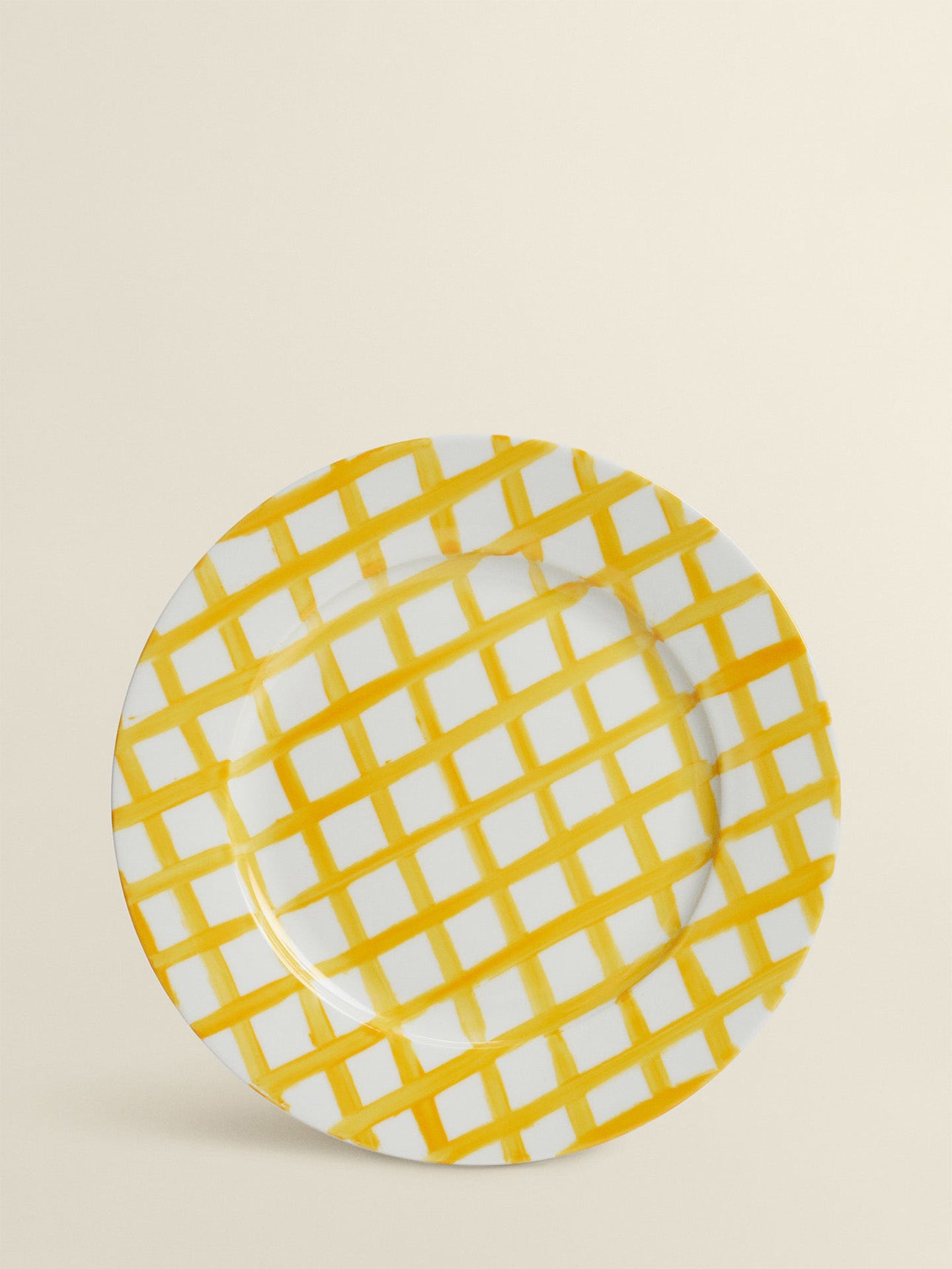 Vichy dinner plate, yellow