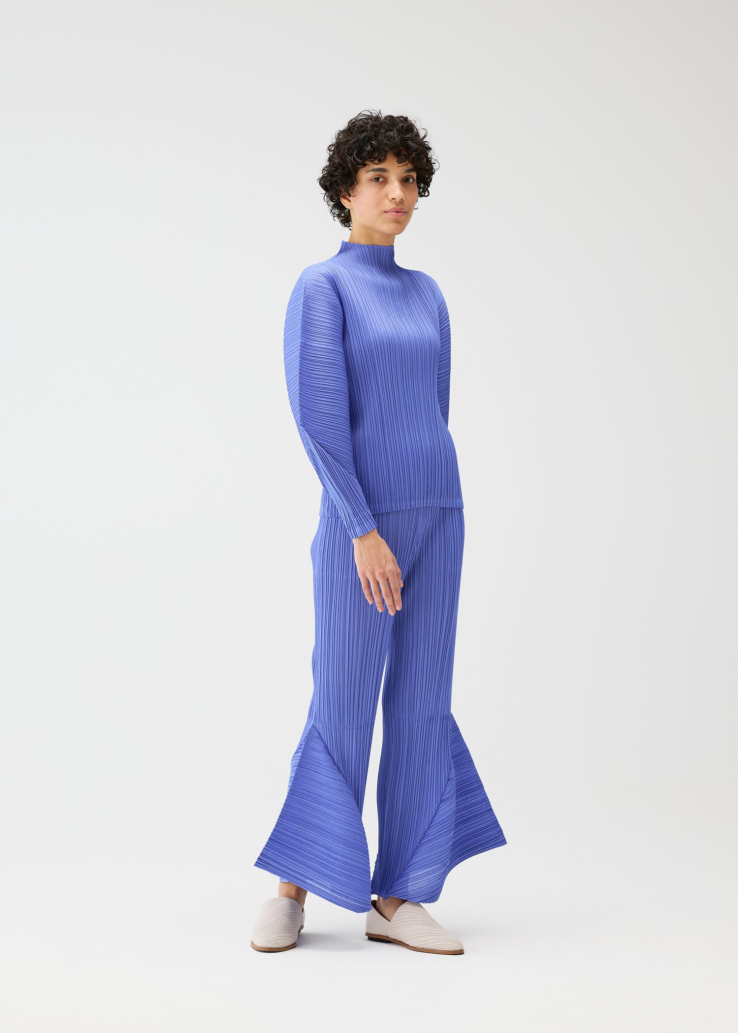 Skyline pleated shirt, steel blue