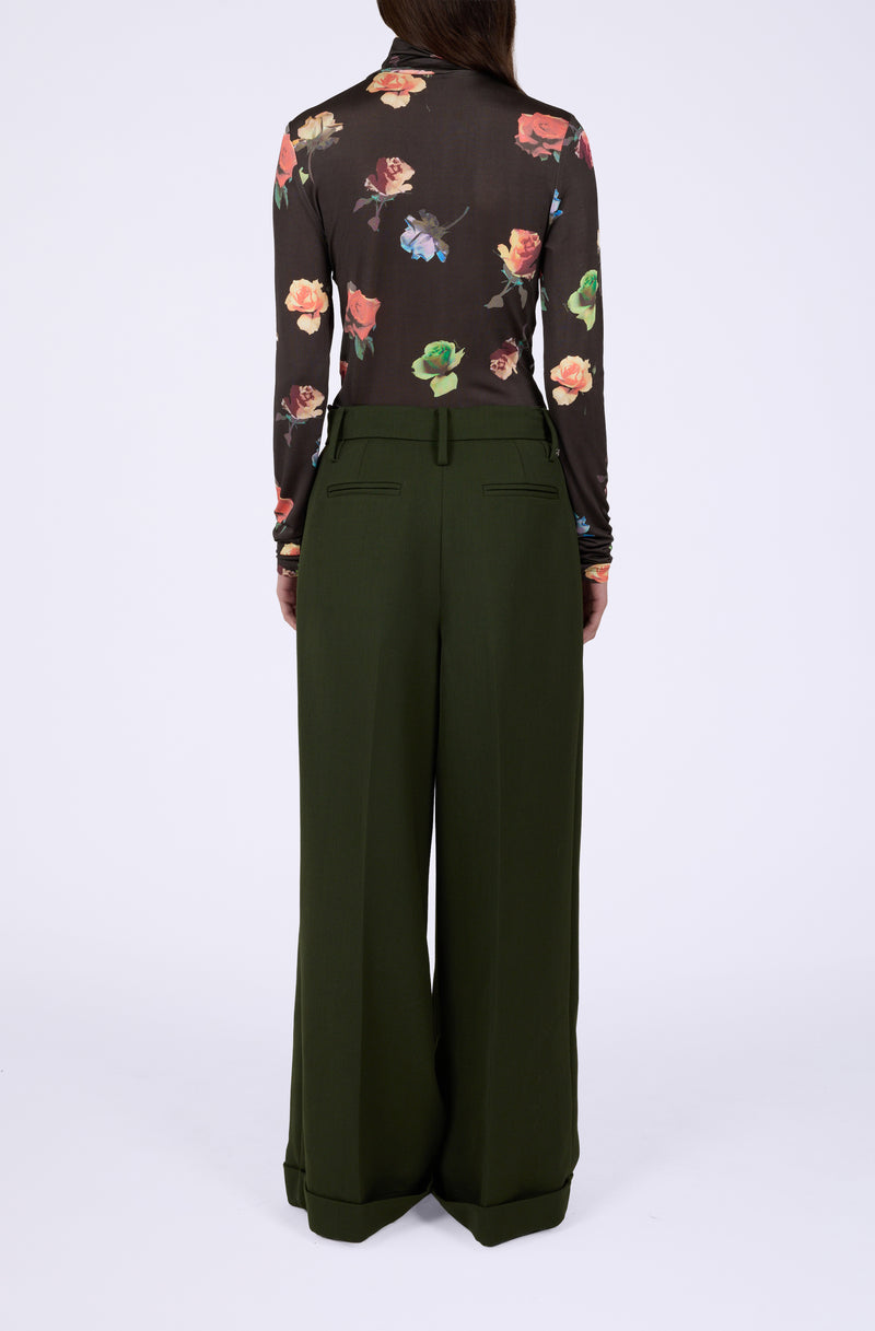 Single Wool Twill Oversized Pleated Pants