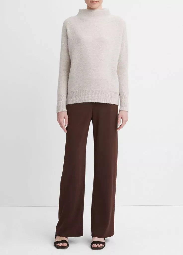Boiled cashmere funnel neck pullover, marble