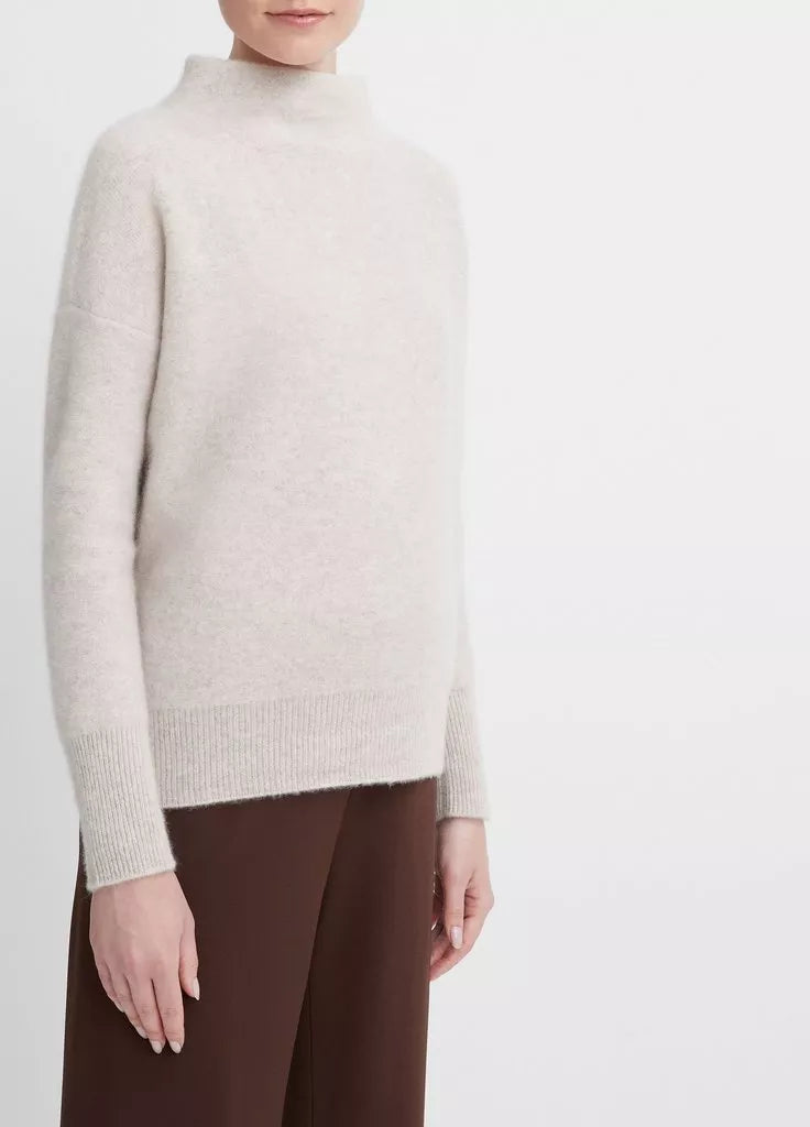 Boiled cashmere funnel neck pullover, marble