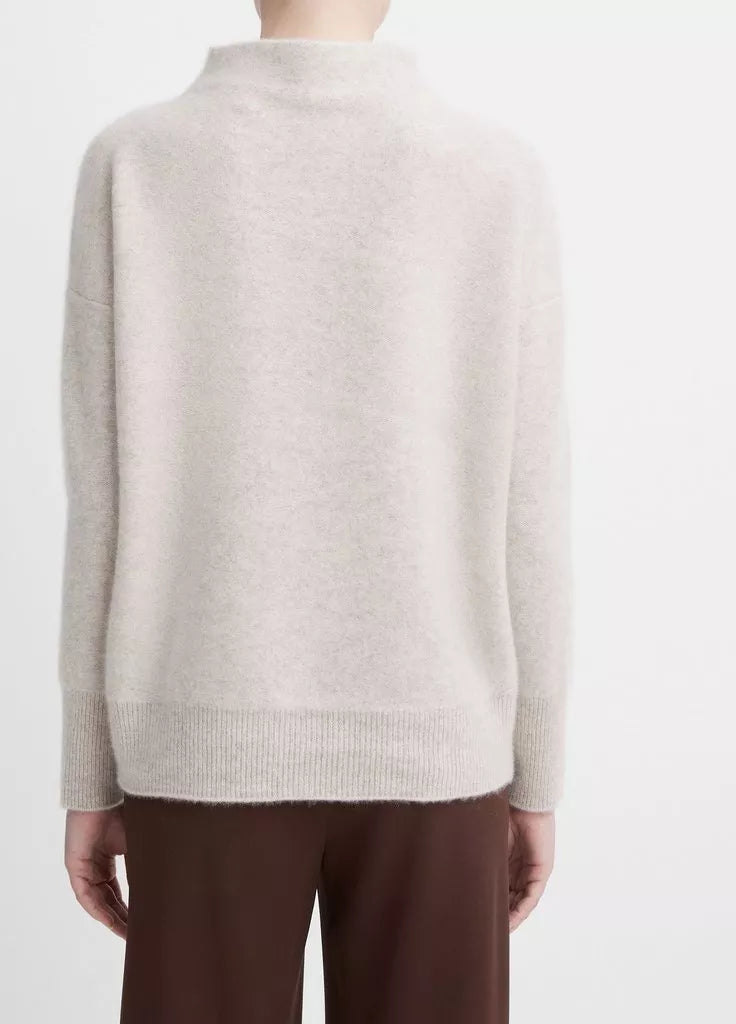 Boiled cashmere funnel neck pullover, marble