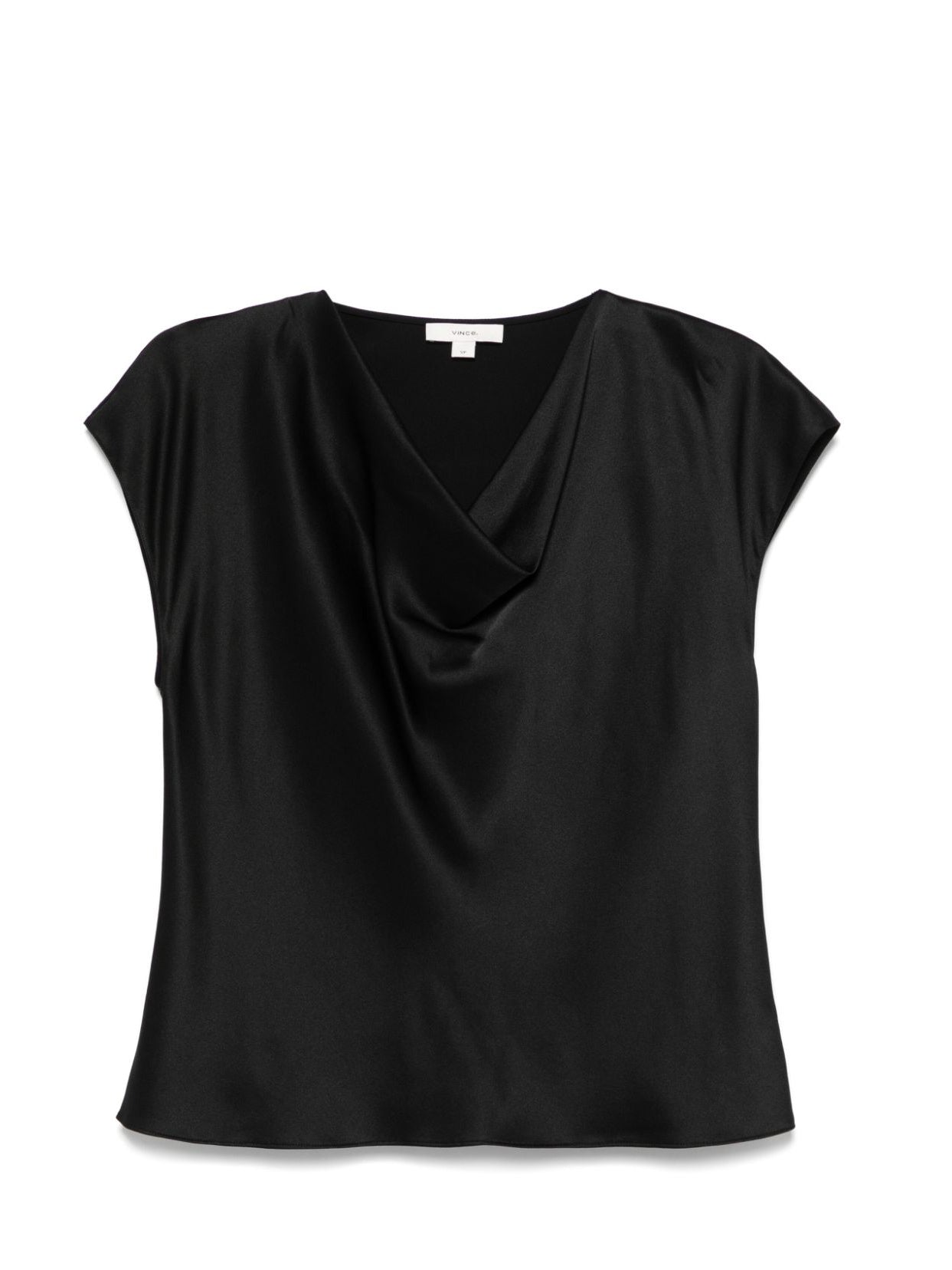 Cowl neck cap sleeve blouse, black