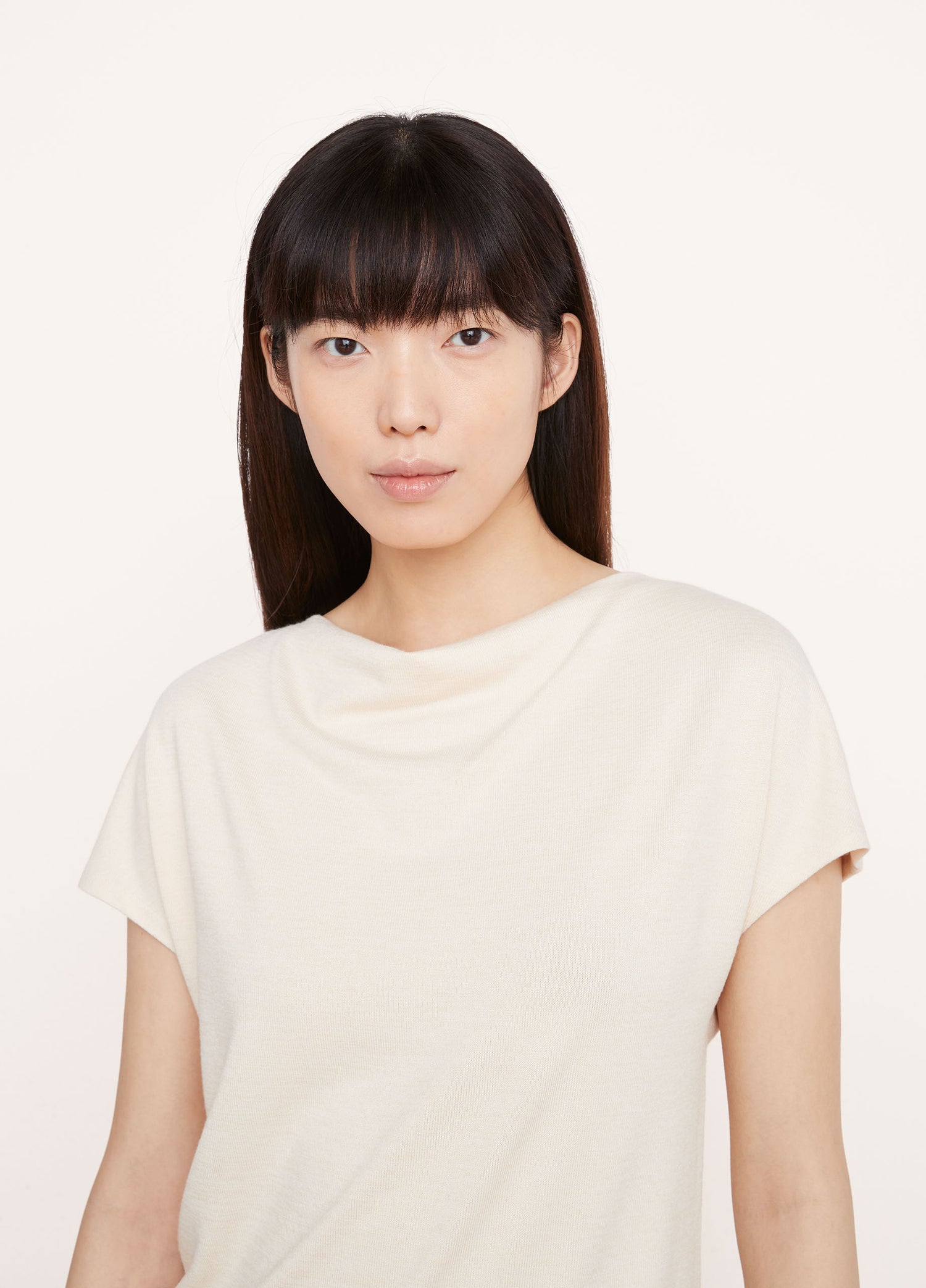 Cowl neck top, bone