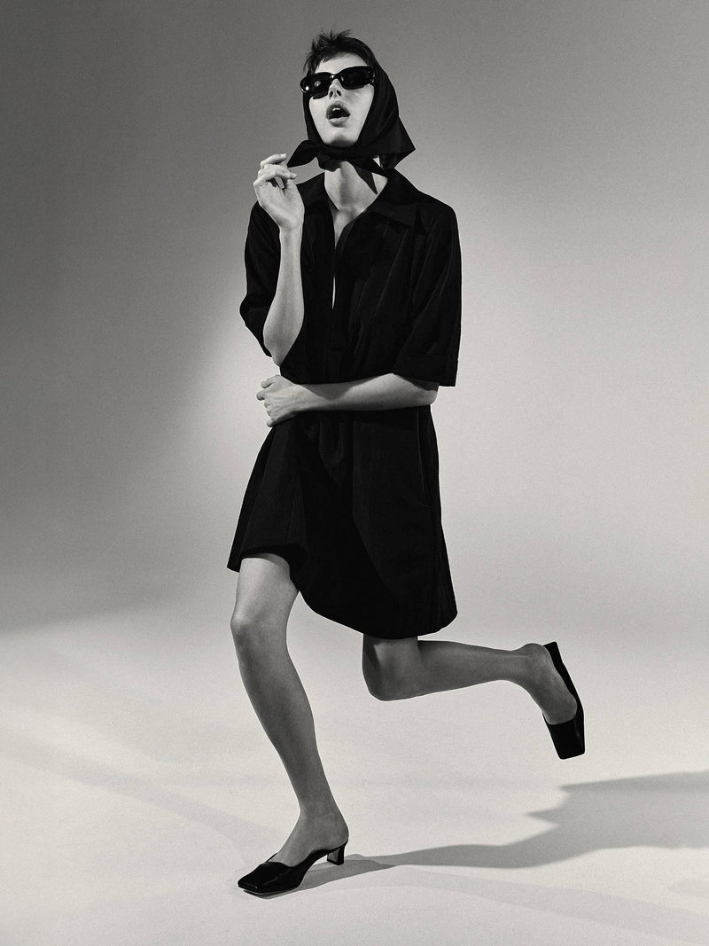 A-line short dress, black