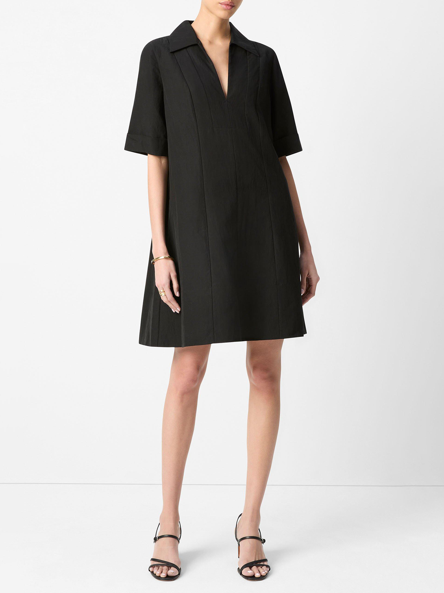 A-line short dress, black