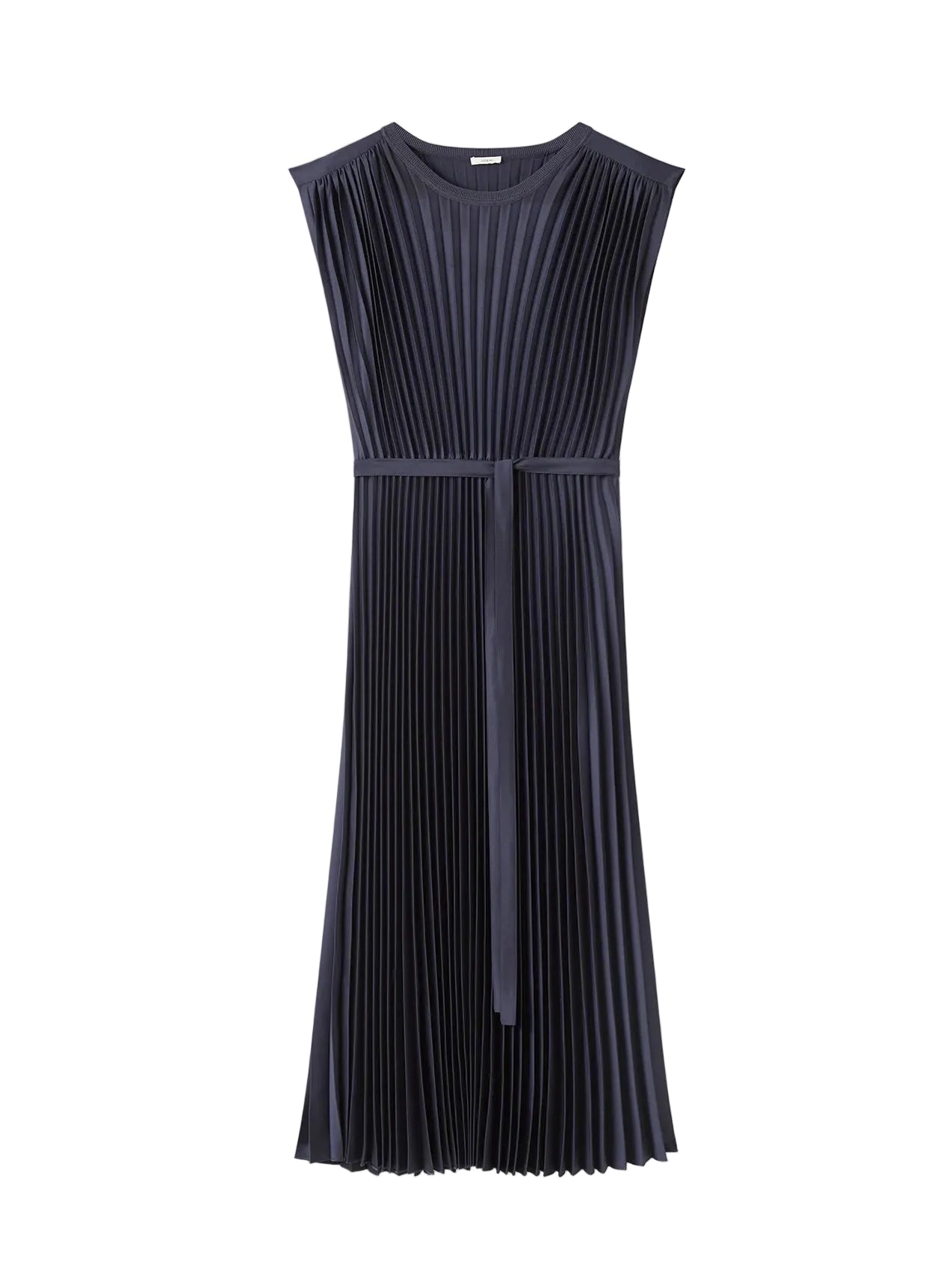 Volta Knit Weave Plissé Dress, Indigo