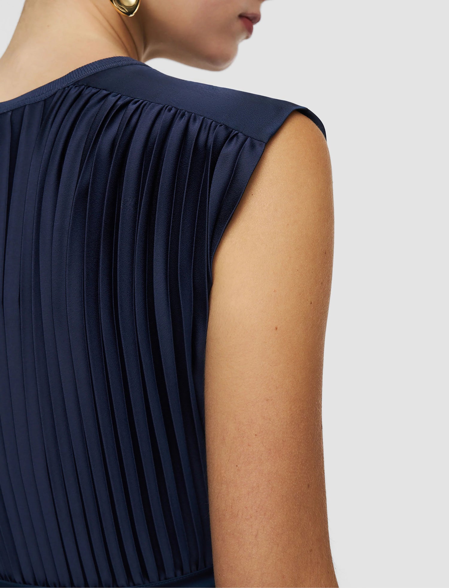 Volta Knit Weave Plissé Dress, Indigo