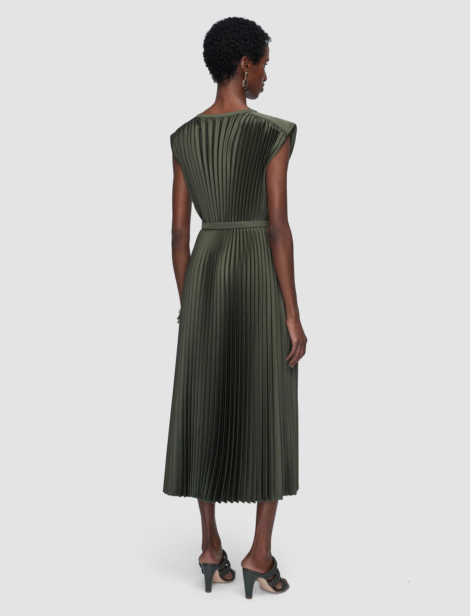 Volta Knit Weave Plissé Dress, Palm Leaf