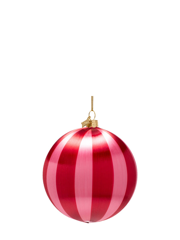 Striped bauble, red and light pink