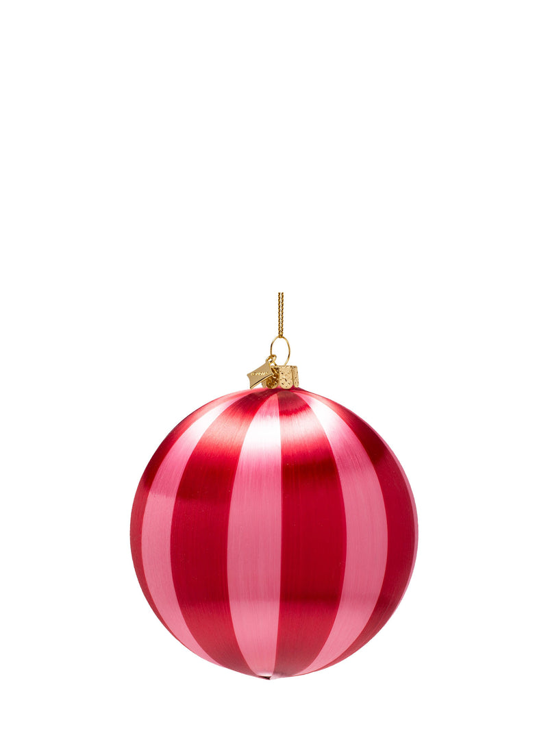 Striped bauble, red and light pink