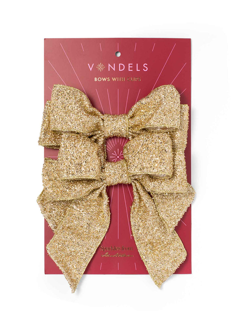 Bow with clip set of 2, gold