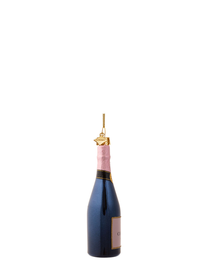 Luxury bottle of champagne glass ornament, pink