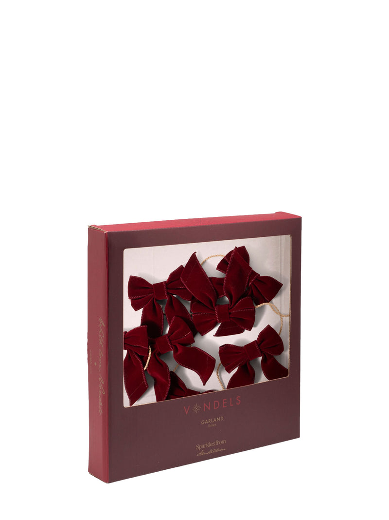 Velvet bow garland, burgundy