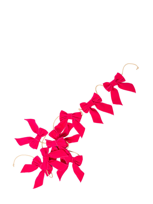 Velvet bow garland, pink