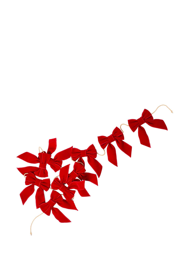 Velvet bow garland, red
