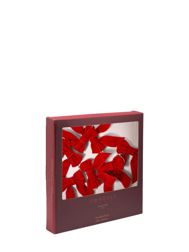 Velvet bow garland, red
