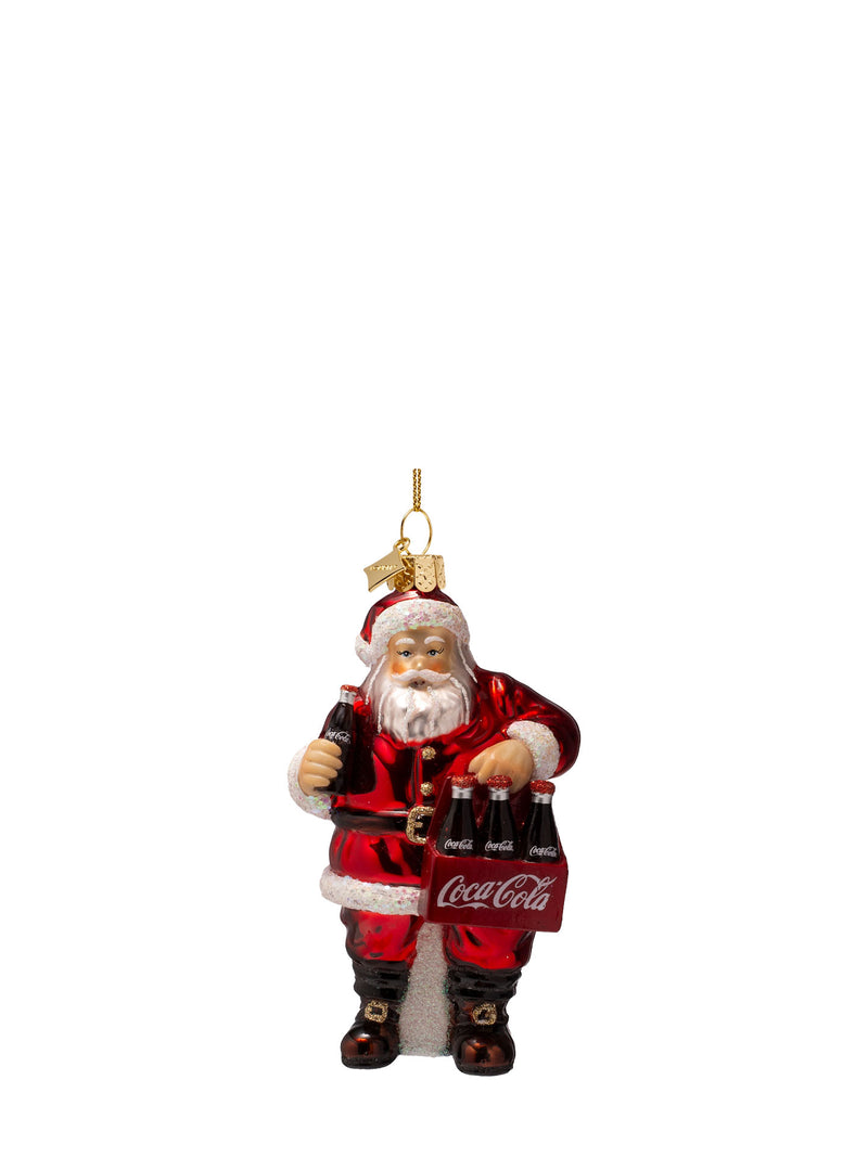 Coca-Cola Santa Claus with bottles glass ornament