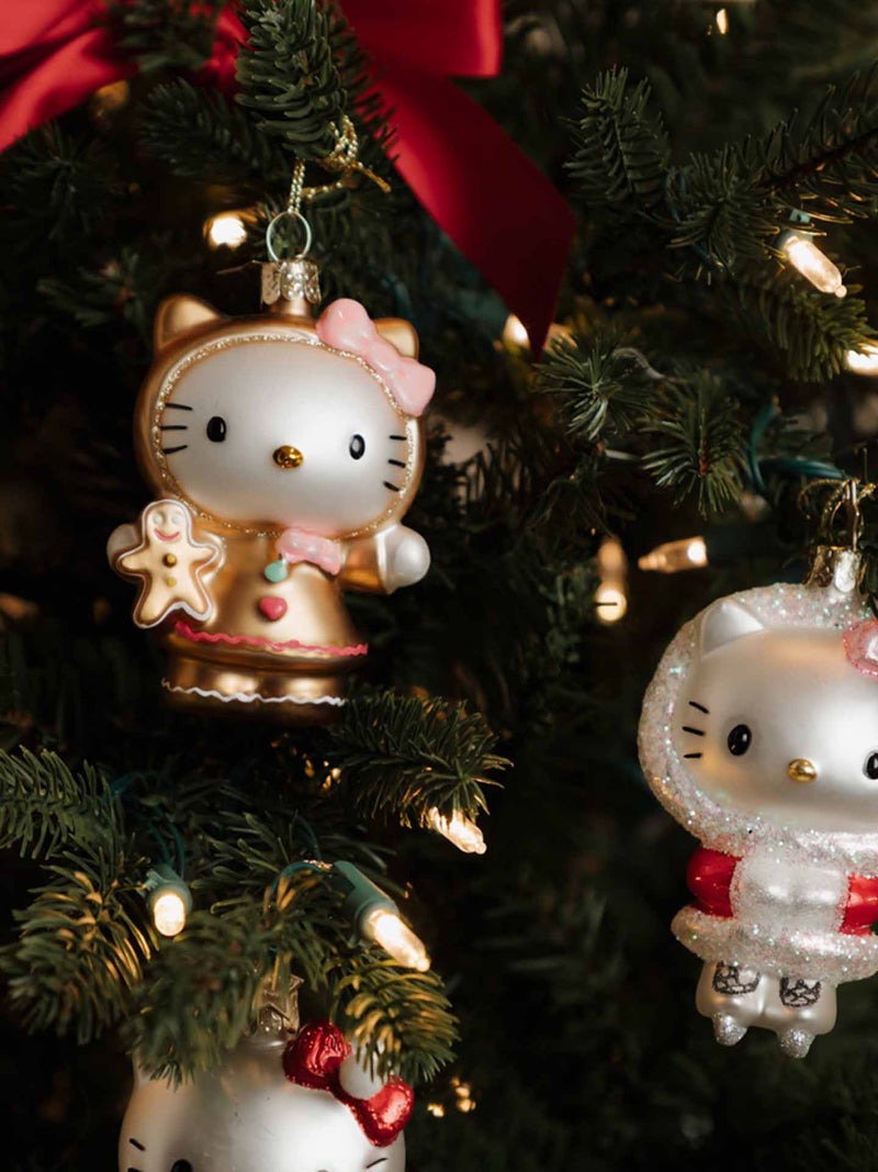 Hello Kitty gingerbread glass ornament