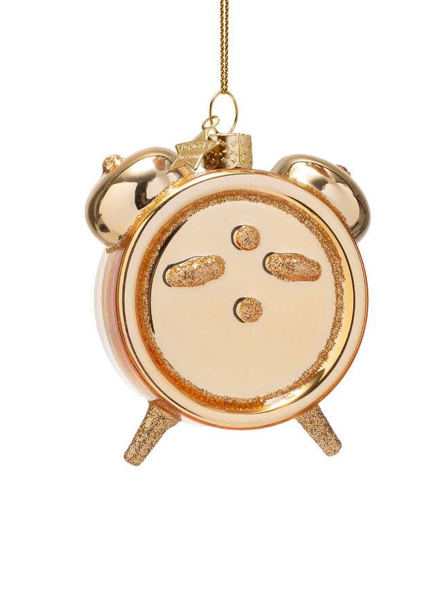 Gold shiny gold rich clock alarm glass ornament
