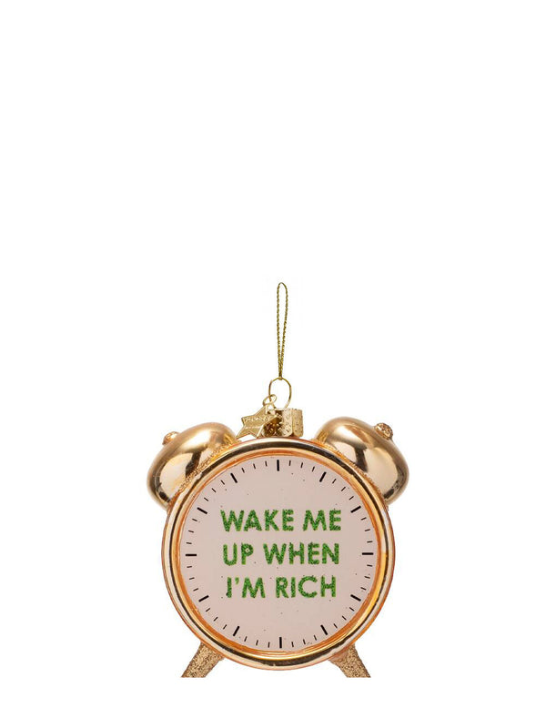 Gold shiny gold rich clock alarm glass ornament