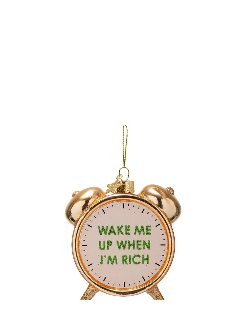 Gold shiny gold rich clock alarm glass ornament
