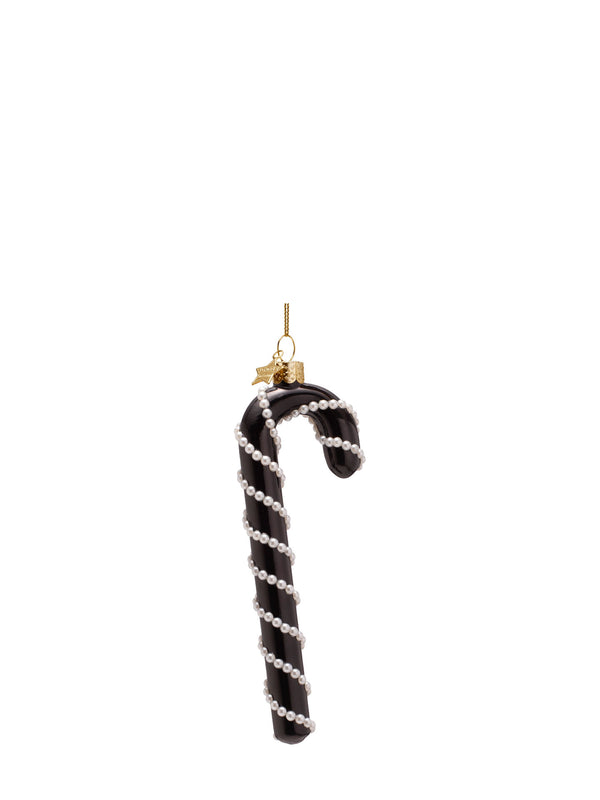 Black candy cane with pearls ornament