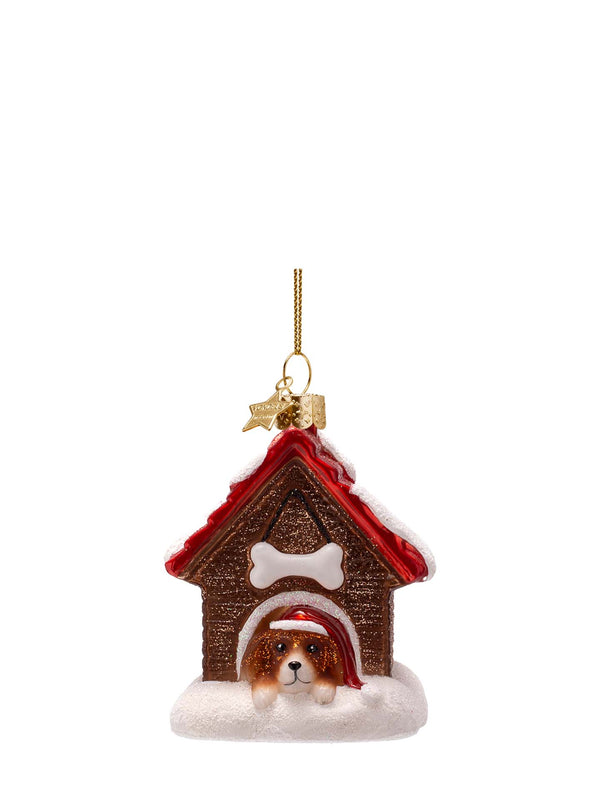 Dog house glass ornament