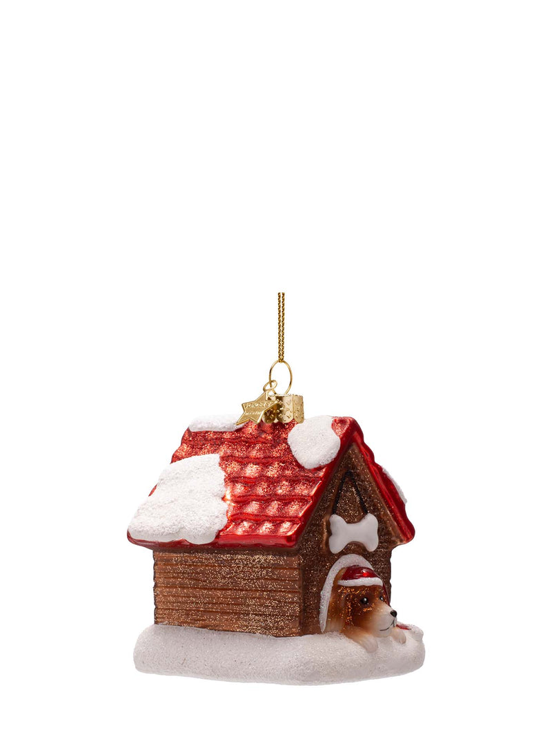 Dog house glass ornament