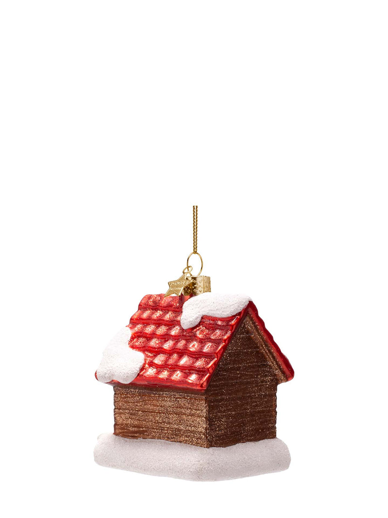Dog house glass ornament