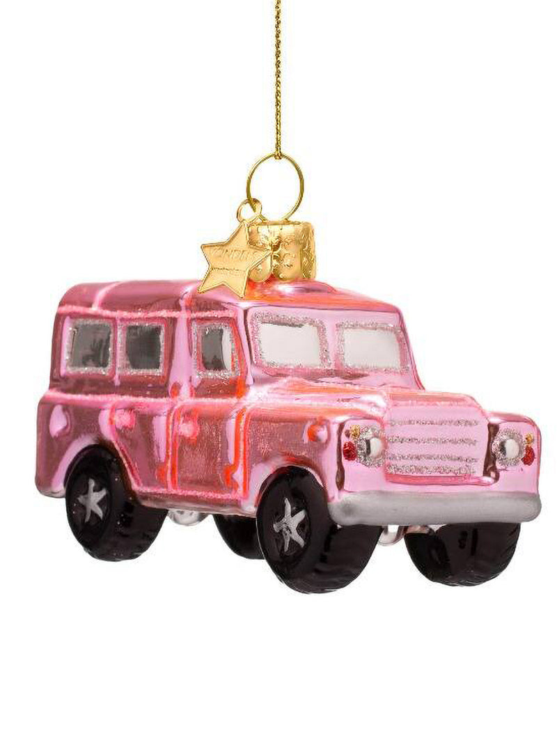SUV car glass ornament, bubblegum pink