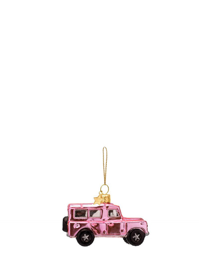 SUV car glass ornament, bubblegum pink