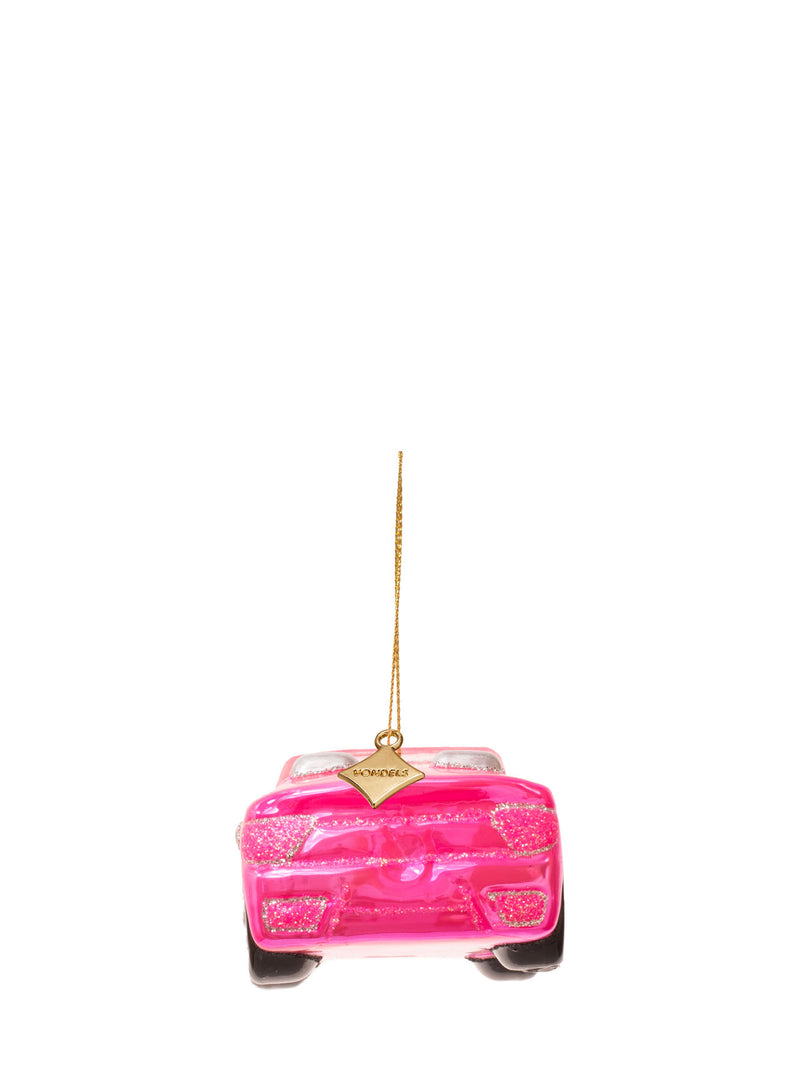 Barbie car glass ornament