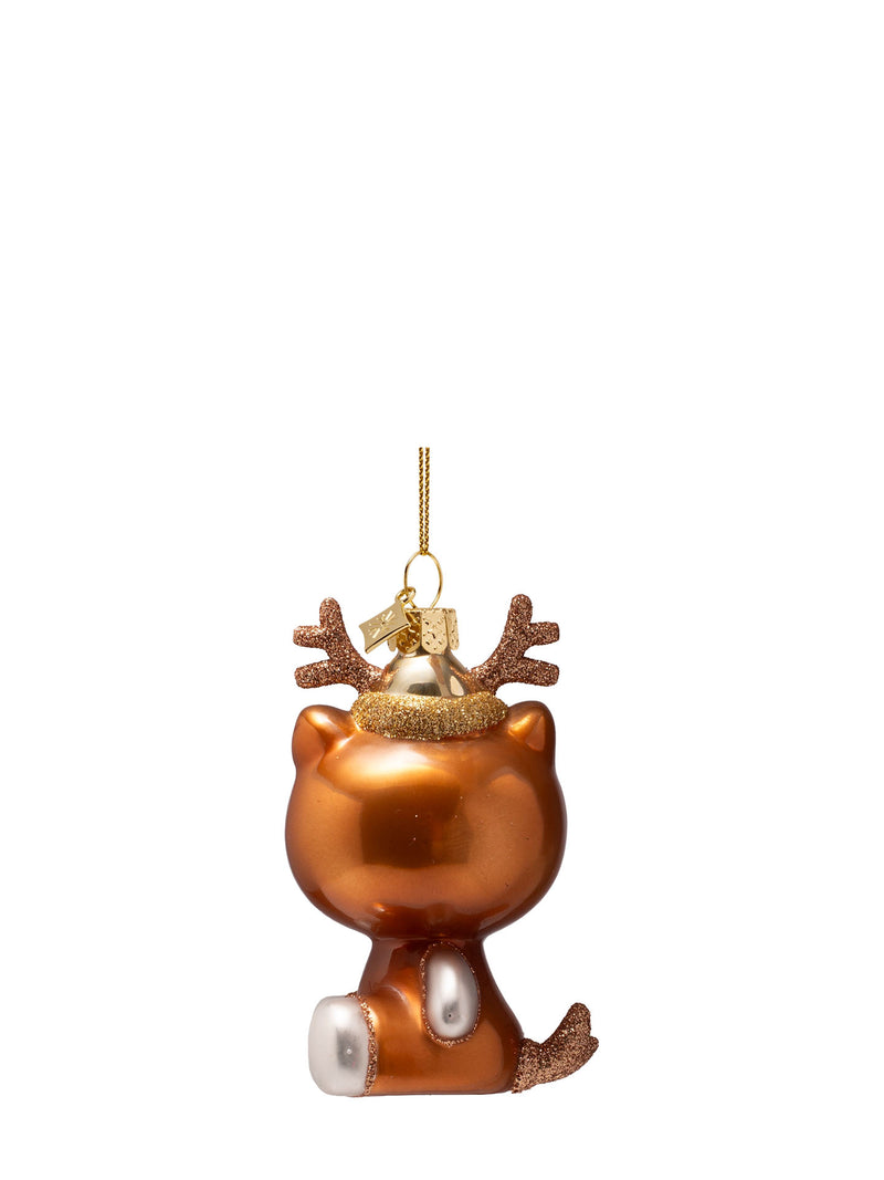 Hello Kitty in reindeer suit glass ornament