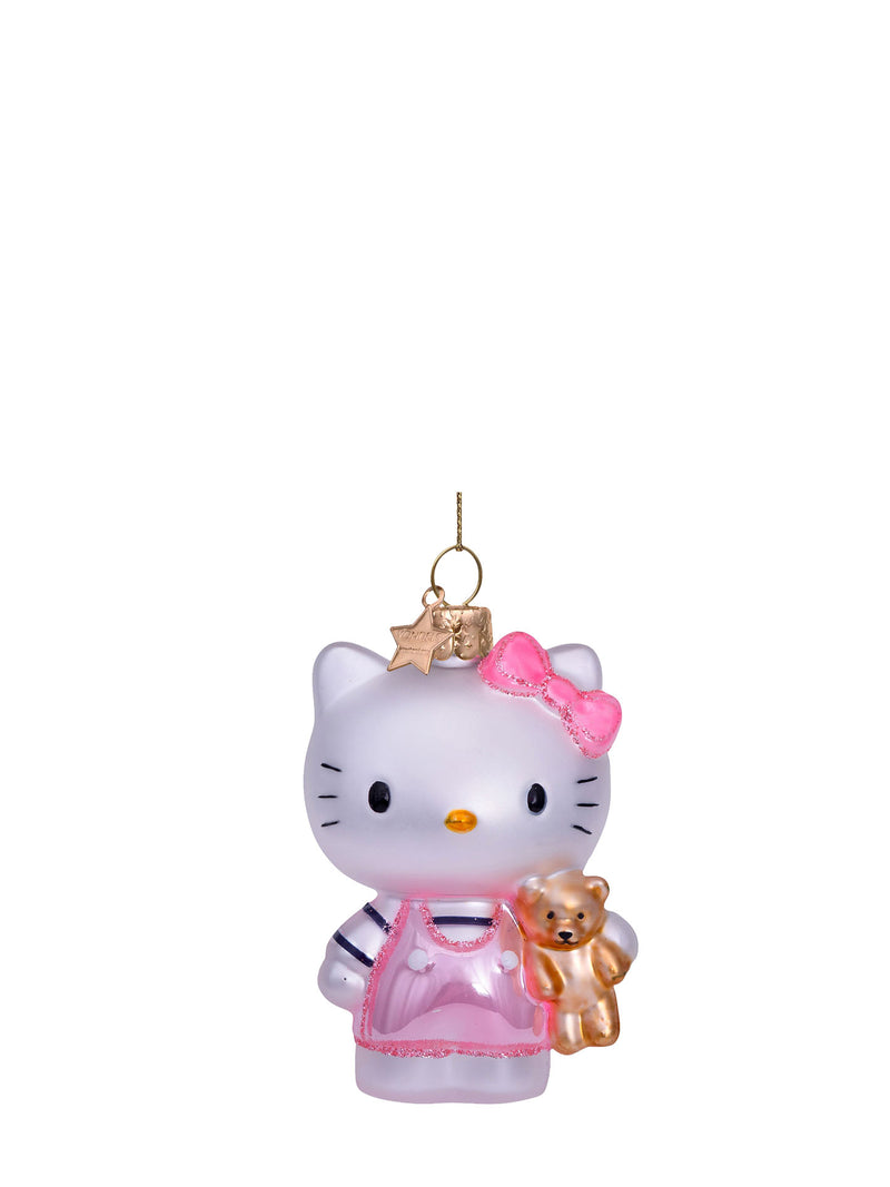 Hello Kitty pink glass ornament with bear