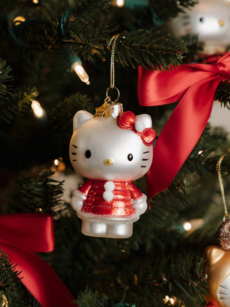 Hello Kitty glass ornament with Christmas dress