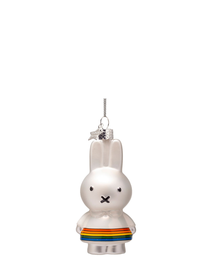 Miffy with rainbow dress glass ornament