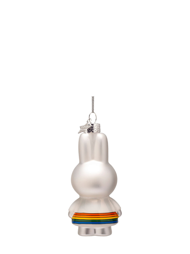 Miffy with rainbow dress glass ornament