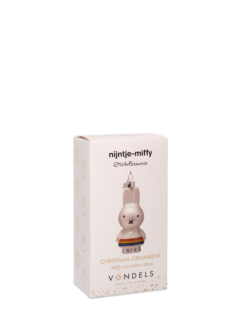 Miffy with rainbow dress glass ornament