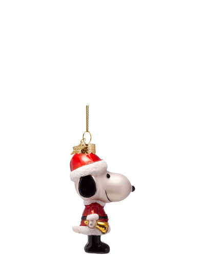 Snoopy glass ornament with Christmas outfit