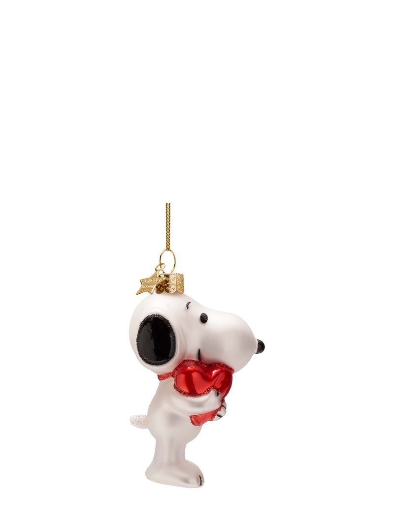 Snoopy glass ornament with heart (11cm)