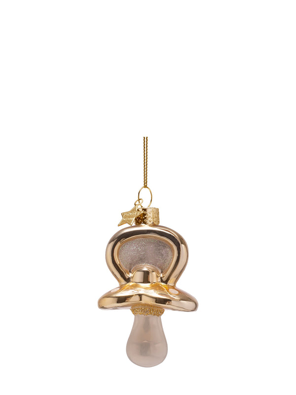 Gold baby pacifier glass ornament