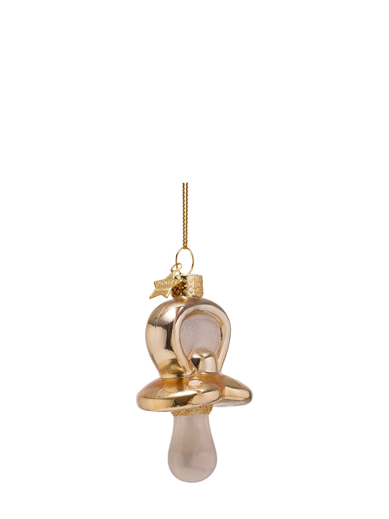 Gold baby pacifier glass ornament