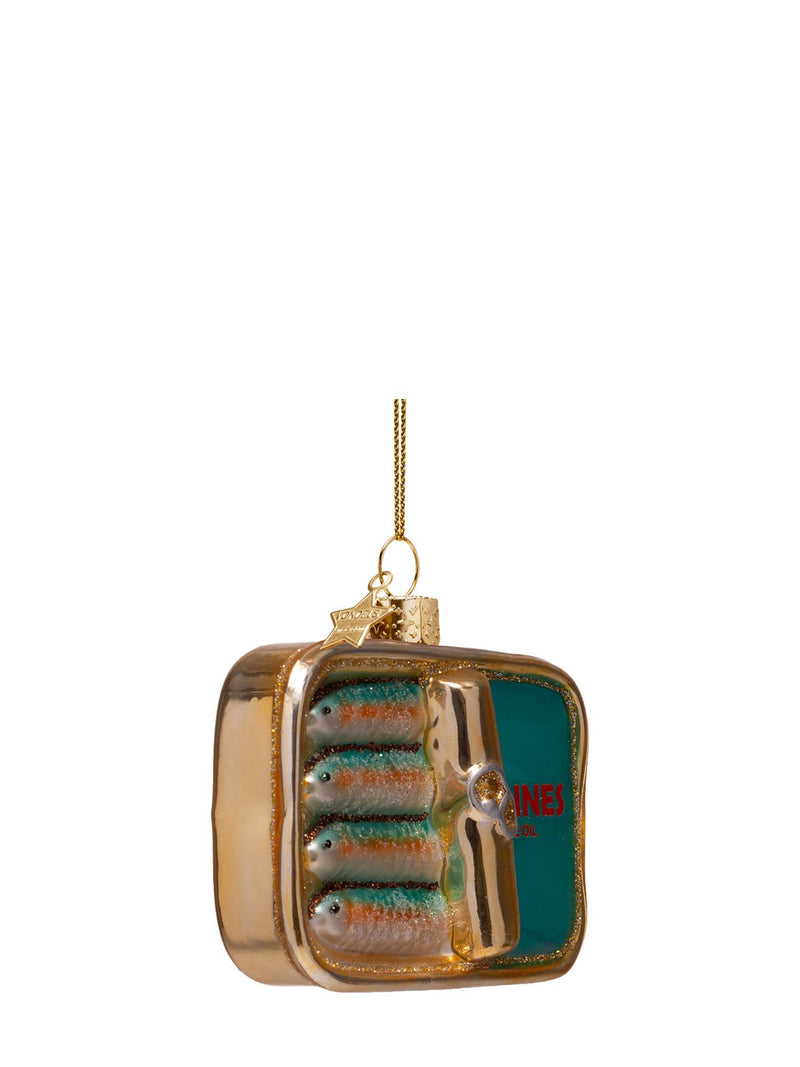 Blue sardines glass ornament
