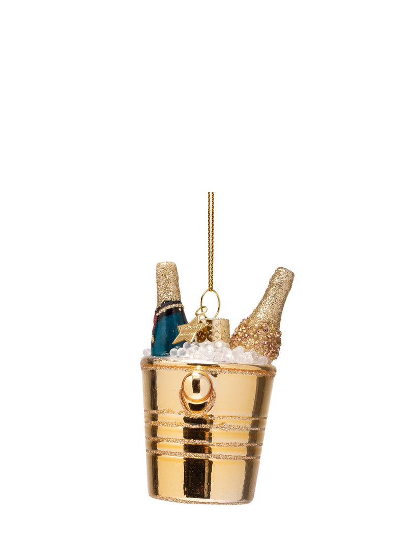 Champagne bottles in cooler glass ornament