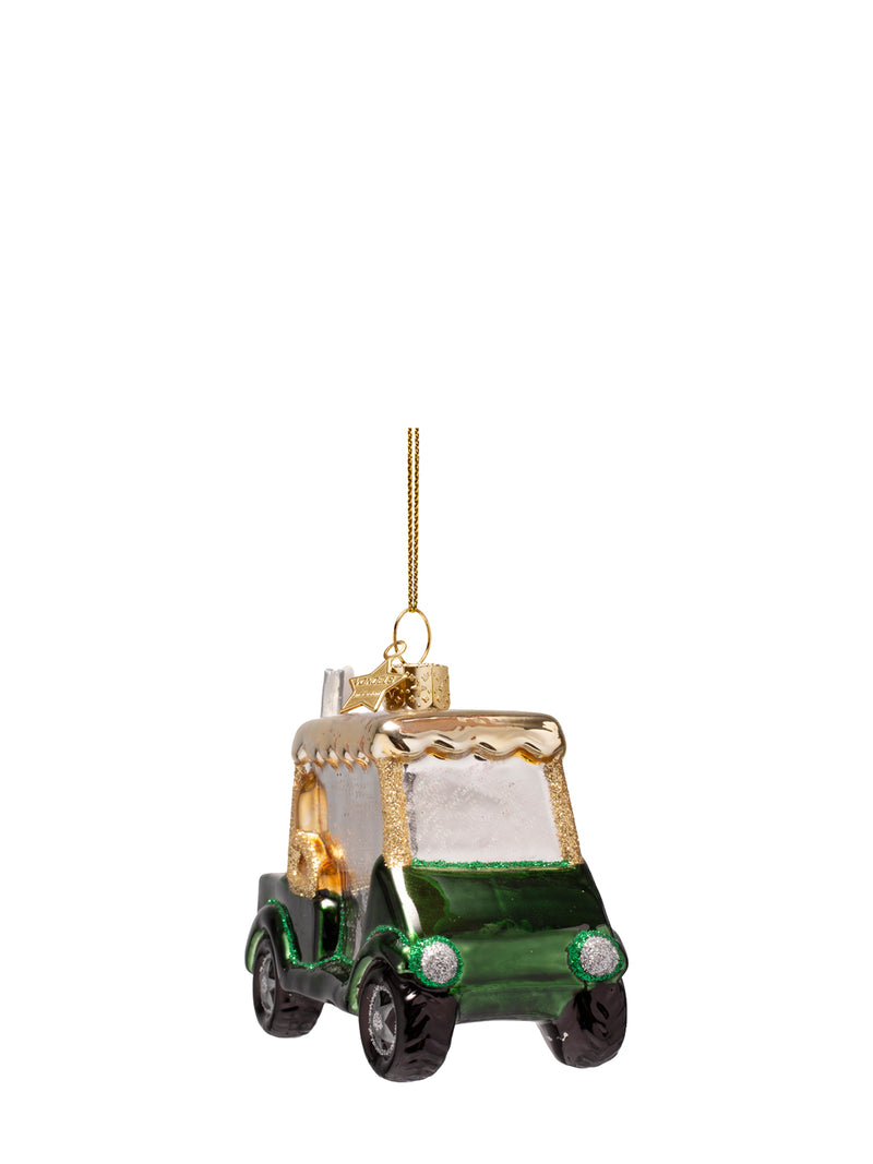 Golf car glass ornament