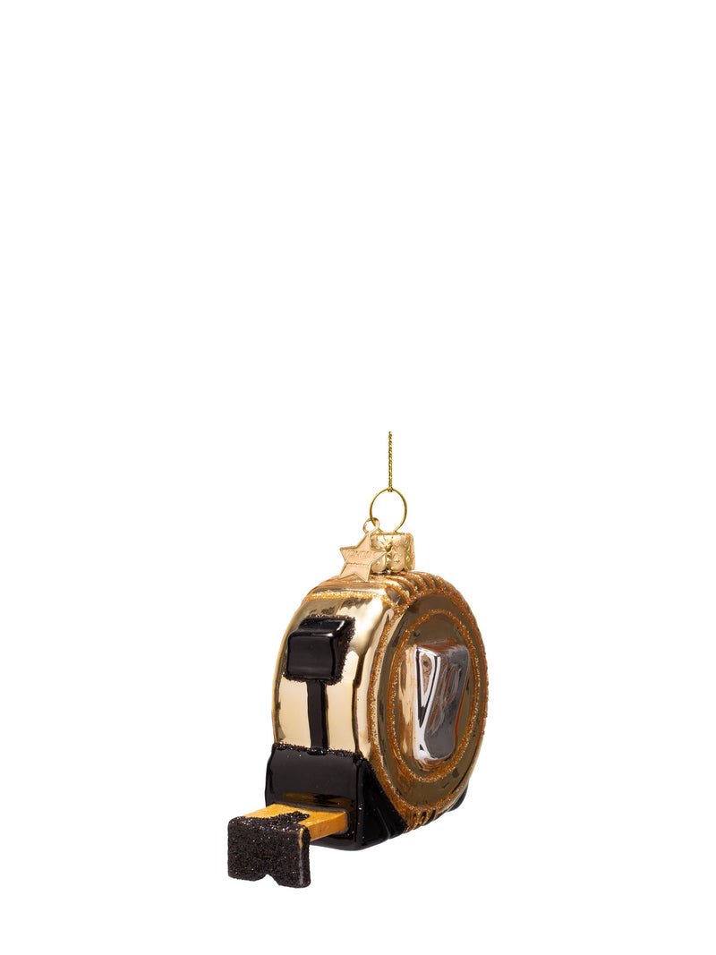Handy man tape measure glass ornament